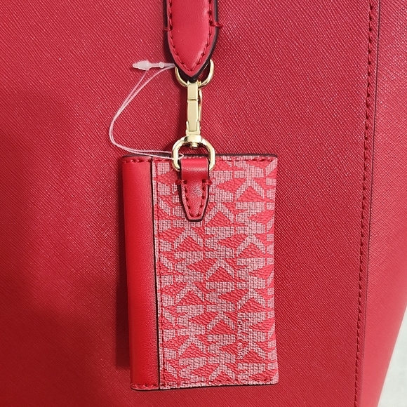 Michael Kors Red Leather Tote with Structured Design - Picture 3 of 6